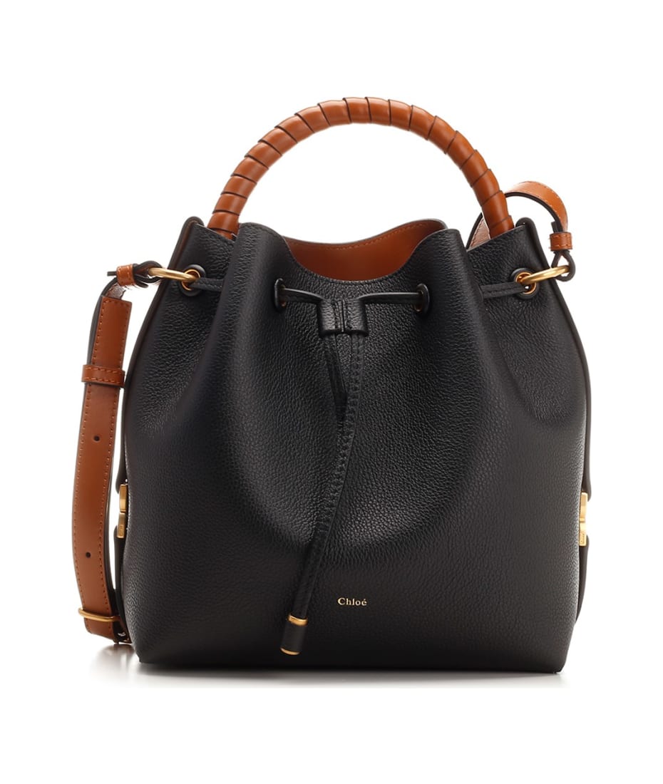 Marcie Small Leather Bucket Bag in Brown - Chloe