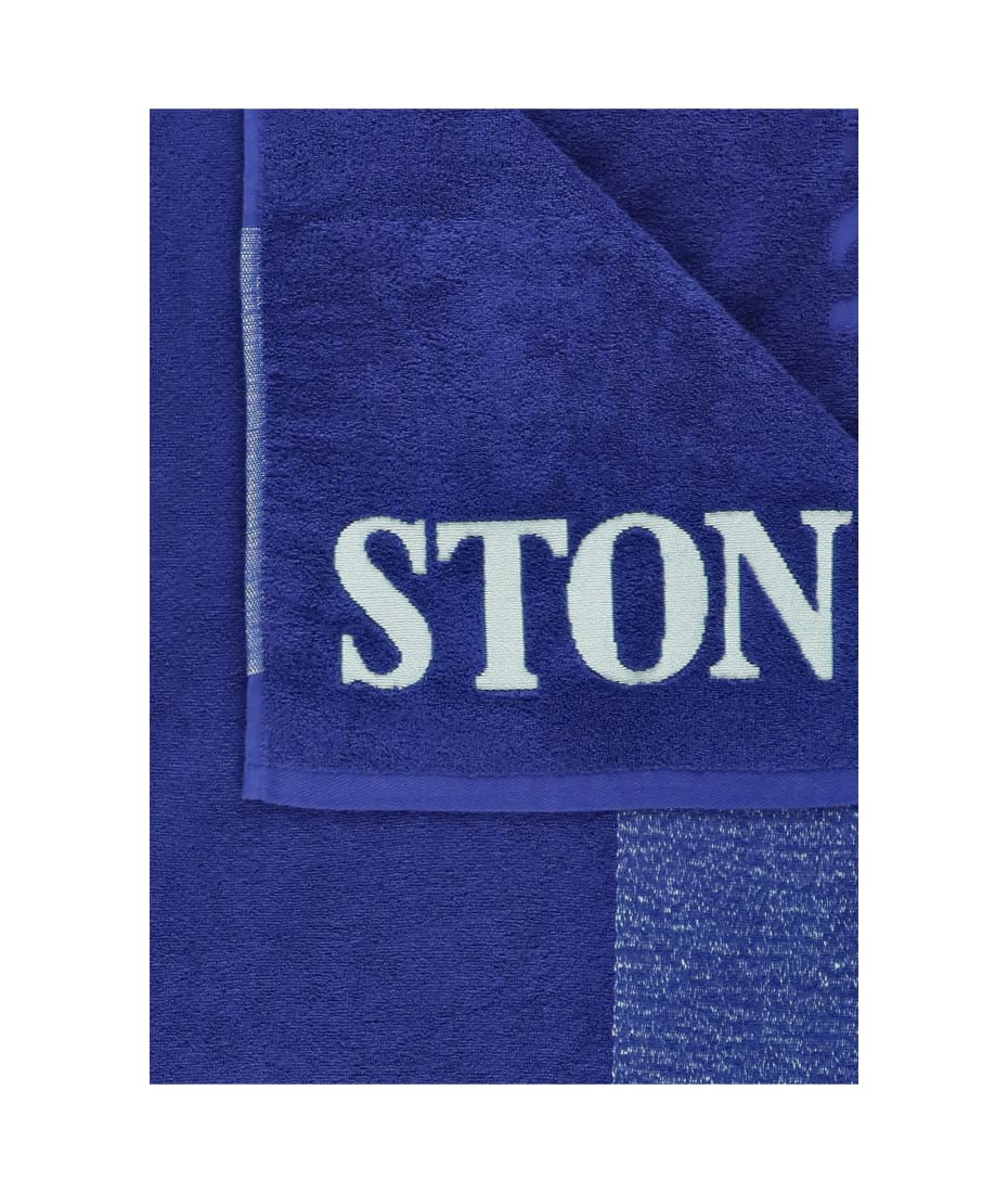 Stone Island Cotton Beach Towel - Blue