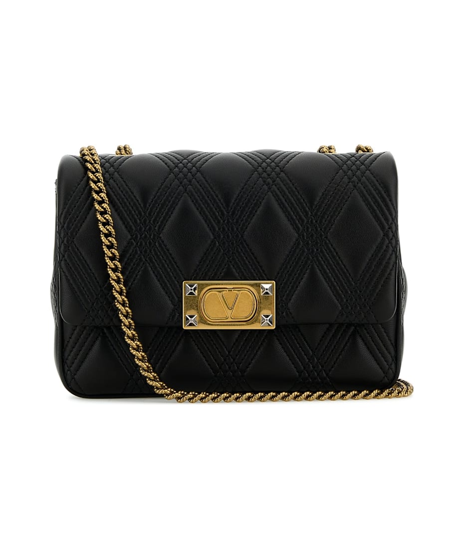 ショルダーバッグ・ポシェット VALENTINO BLACK NAPPA LEATHER MEDIUM QUILTIE 67 SHOULDER BAG Valentino Garavani Quiltie 67 Medium Shoulder Bag In Quilted