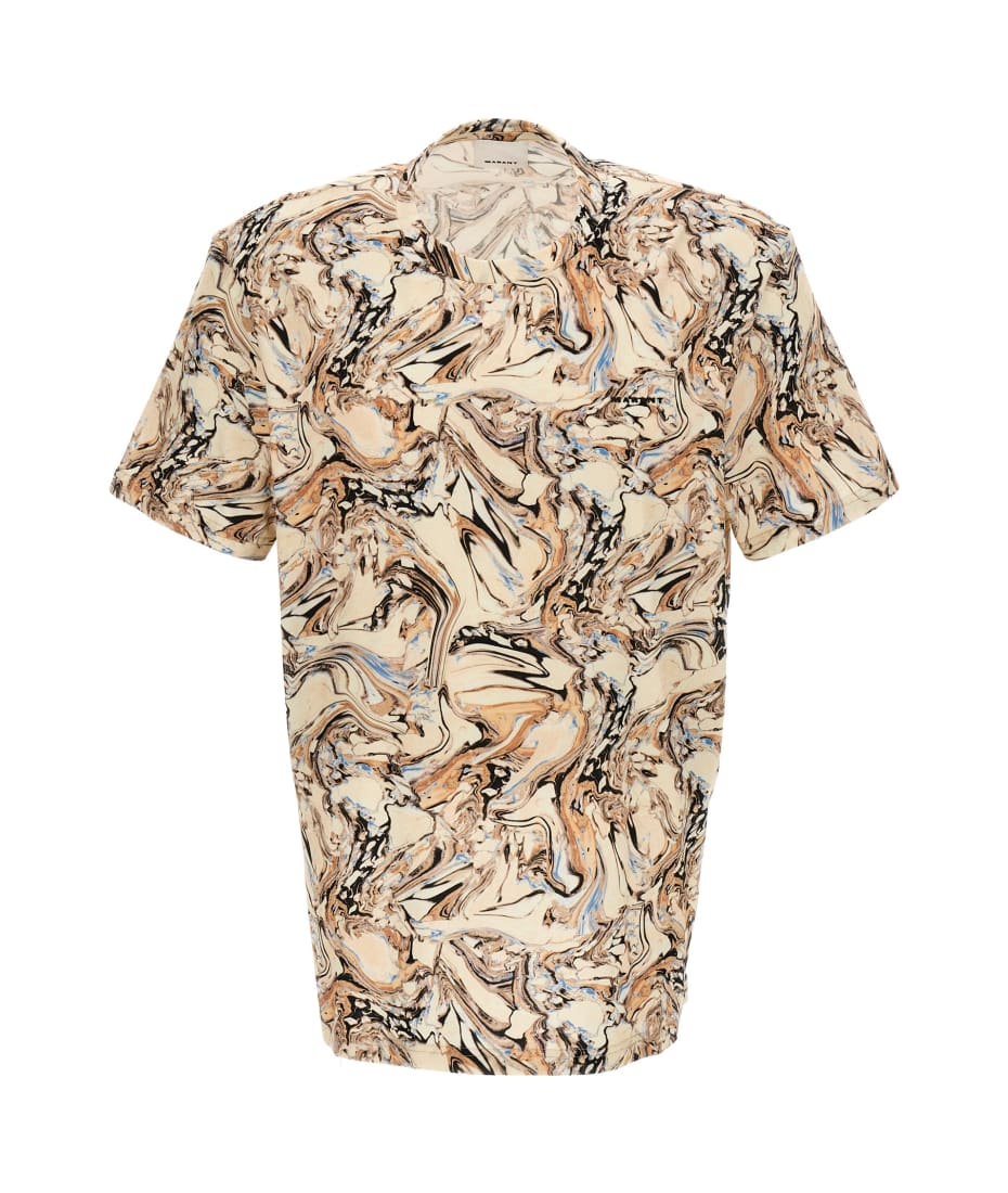 Cotton T-shirt with an all-over print - beige