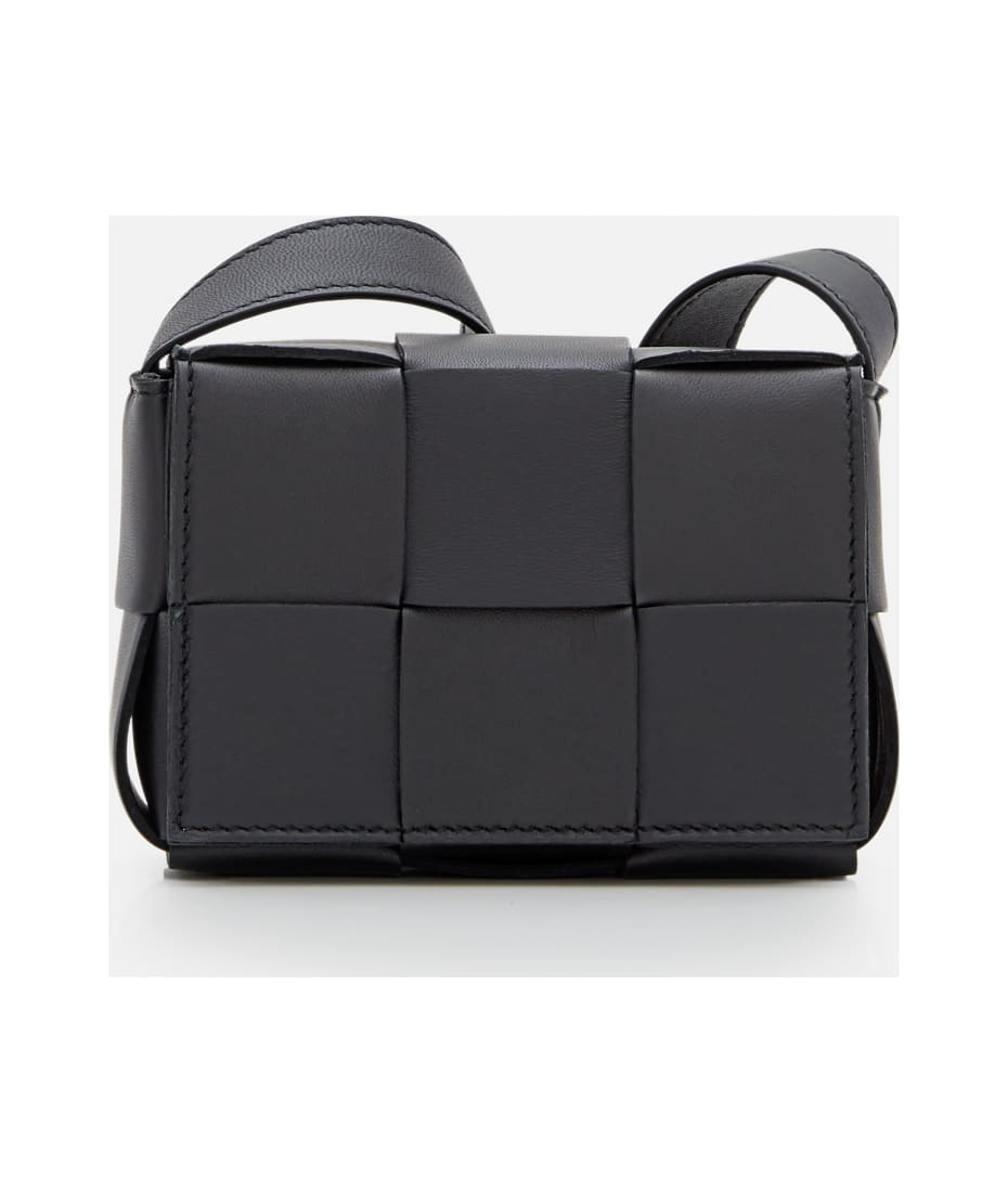 Cassette Leather Crossbody Bag in Black - Bottega Veneta