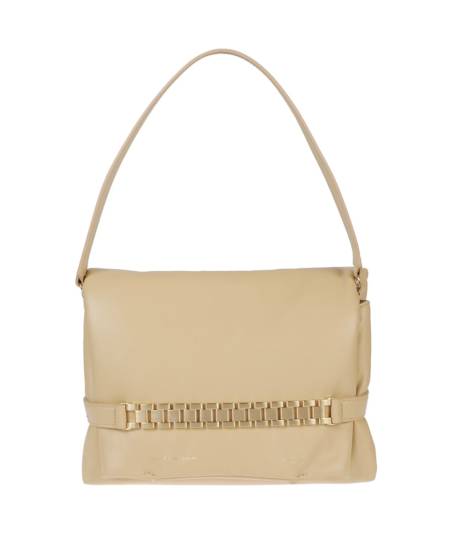 ショルダーバッグ・ポシェット Victoria Beckham PUFFY POUCH WITH CHAIN Puffy Chain Pouch Bag With Strap In White Leather – Victoria