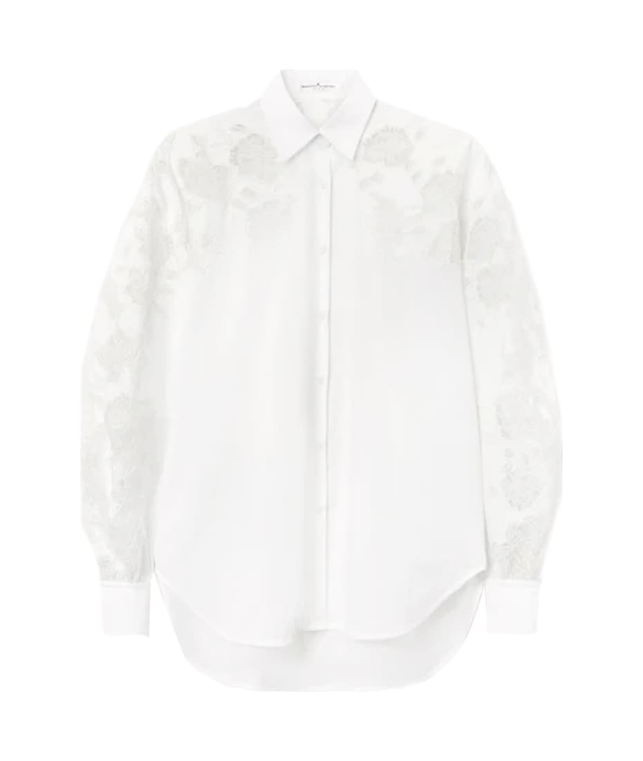 クールな価格でホットなピック White Scervino Ermanno Shirt Rebrodé And Sleeves Puff With トップス