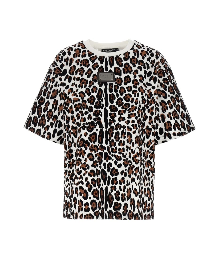【関税込み】dolce & gabbana Animal print logo plaque T-shirt Dolce & Gabbana Animal Print Logo Plaque T-shirt | italist