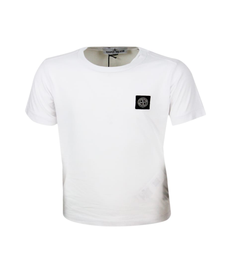 Stone Island 100% Cotton Short Sleeve Crew Neck T-shirt With your On The Chest - White