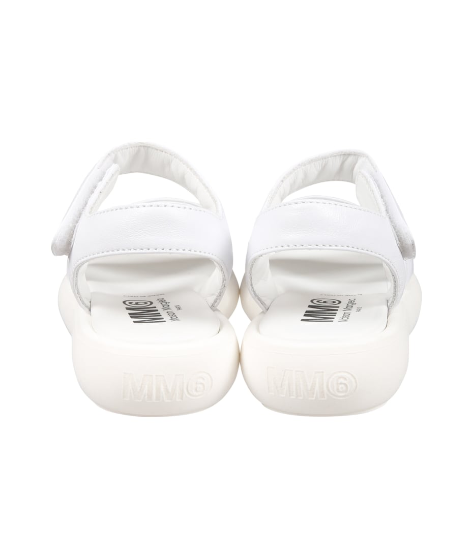 MM6 Maison Margiela White Sandals For Girl With Logo