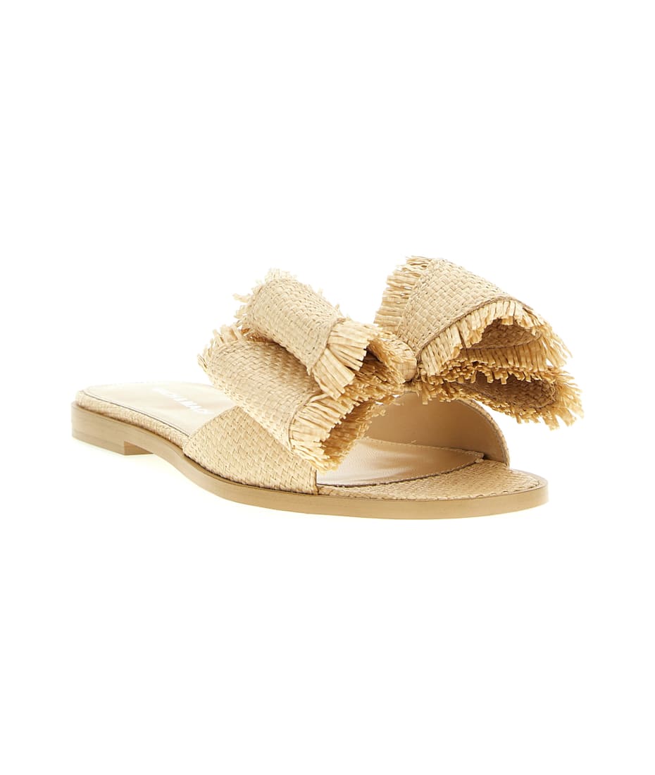 サンダル・ミュール MACH & MACH SS24 'Le Cadeau' sandals (R24S0447 BEIGE) MACH & MACH Le Cadeau crystal-embellished satin sandals