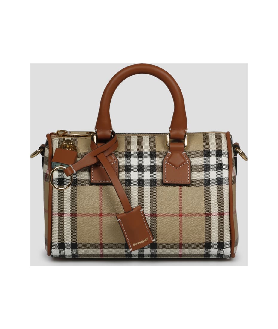 Burberry Check-patterned Mini Tote Bag - Brown