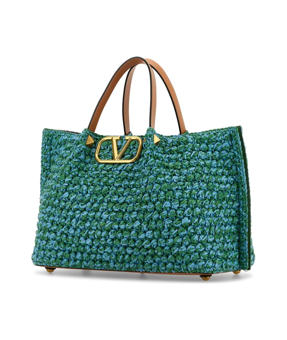 トートバッグ VALENTINO TWO-TONE RAFFIA MEDIUM SHOPPING BAG Valentino Garavani Two-tone Raffia Medium Shopping Bag