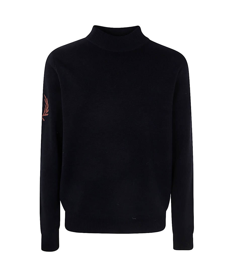 トップス Laurel Wreath Mock Neck Jumper Fred Perry Men's Laurel Wreath Mock Neck Jumper in Black Fred Perry