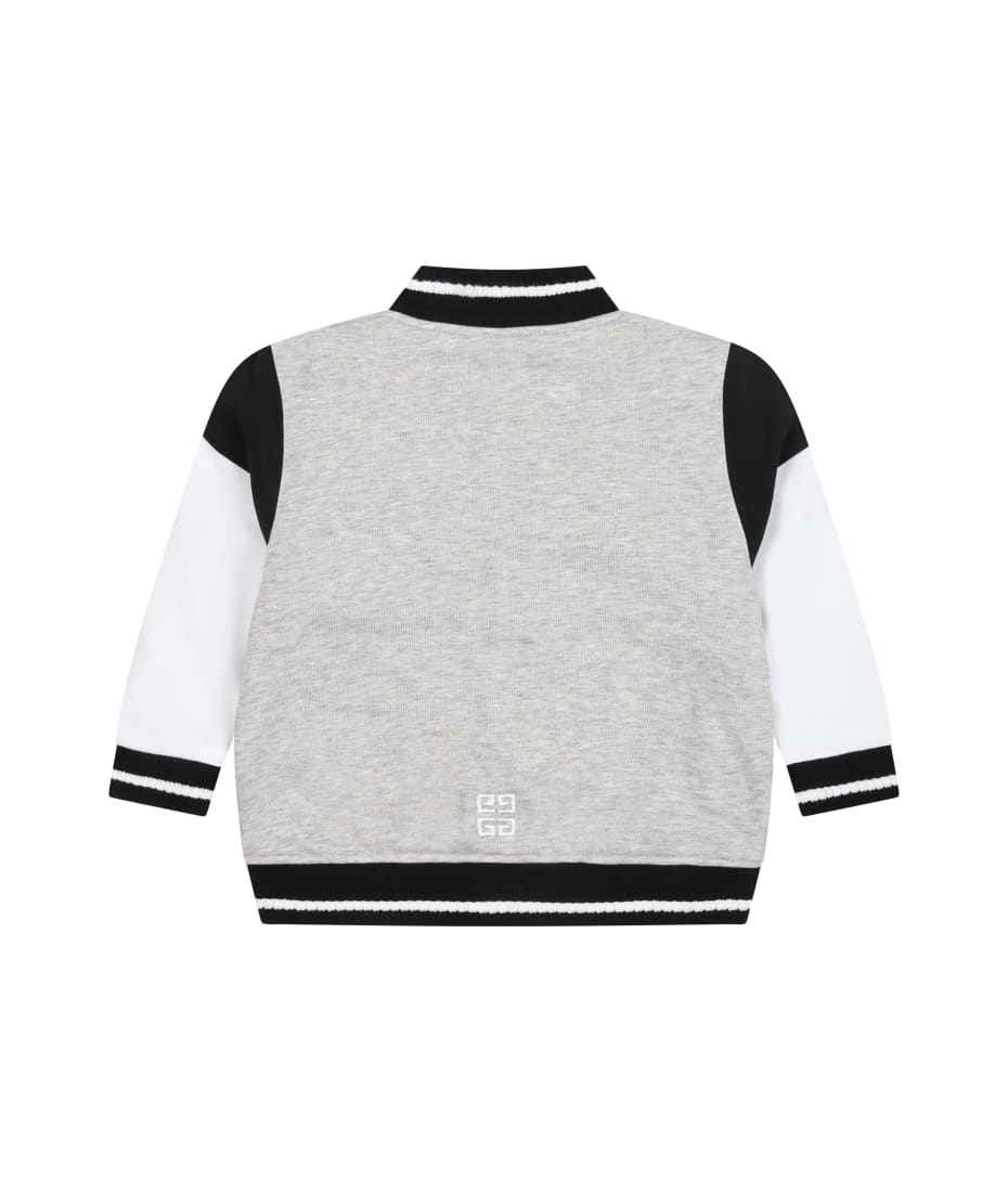 Givenchy Gray Bomber Jacket For Baby Boy With Logo - Grigio