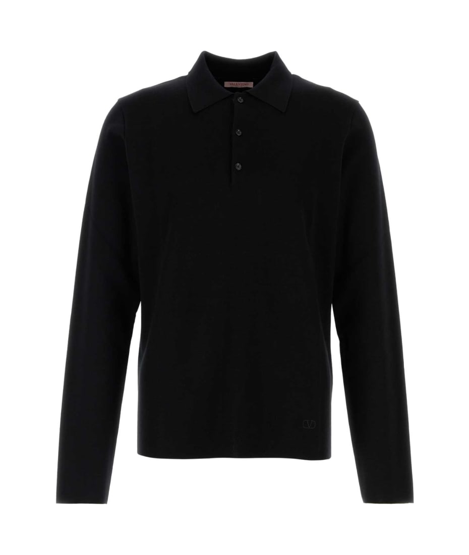 VALENTINO GARAVANI ブラックウール ポロシャツ Valentino Garavani Black Wool Polo Shirt | italist