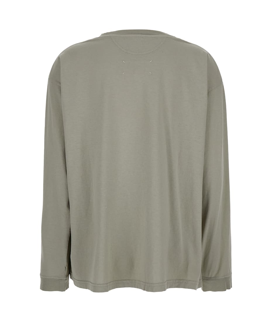 【送料&関税込】Maison Margiela Grey T-shirt With Crewneck A Maison Margiela Grey T-shirt With Crewneck And Long Sleeves