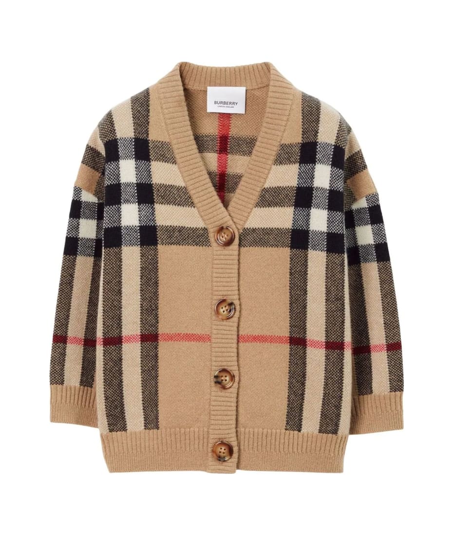 Burberry Check Wool Cardigan | italist