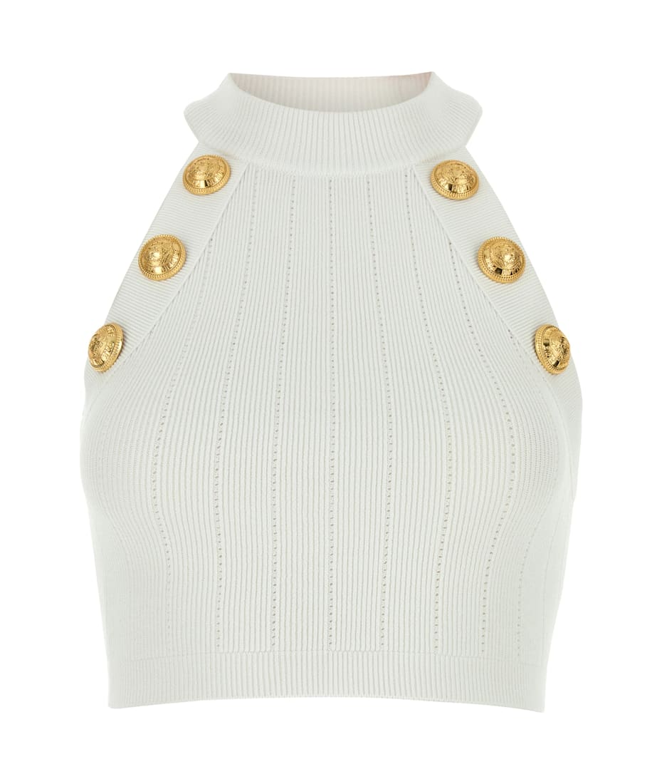 Balmain Halterneck Knit Cropped Top italist