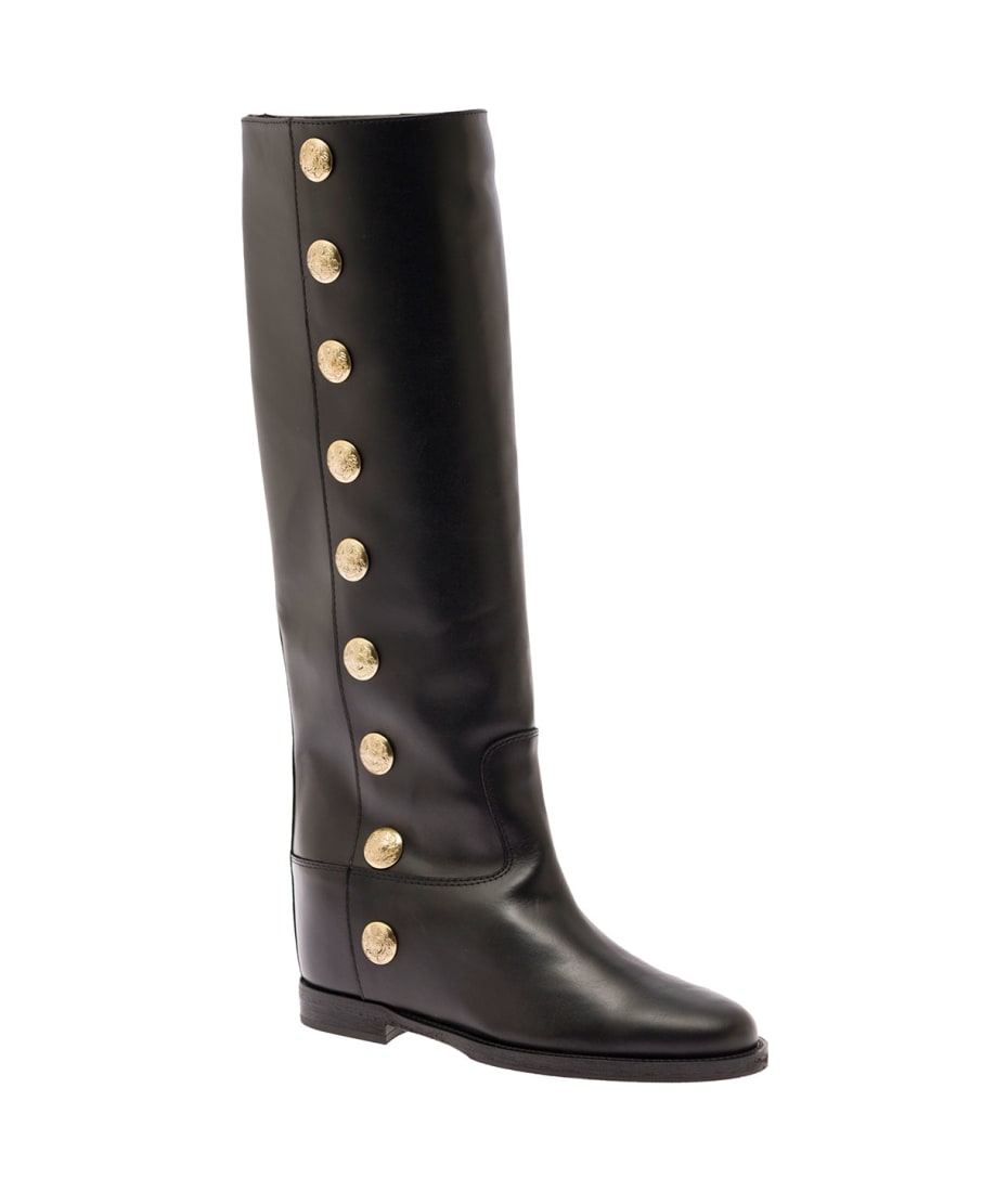 Via Roma 15 Other Materials Boots in Gold Black Womens Shoes Boots Knee-high boots 
