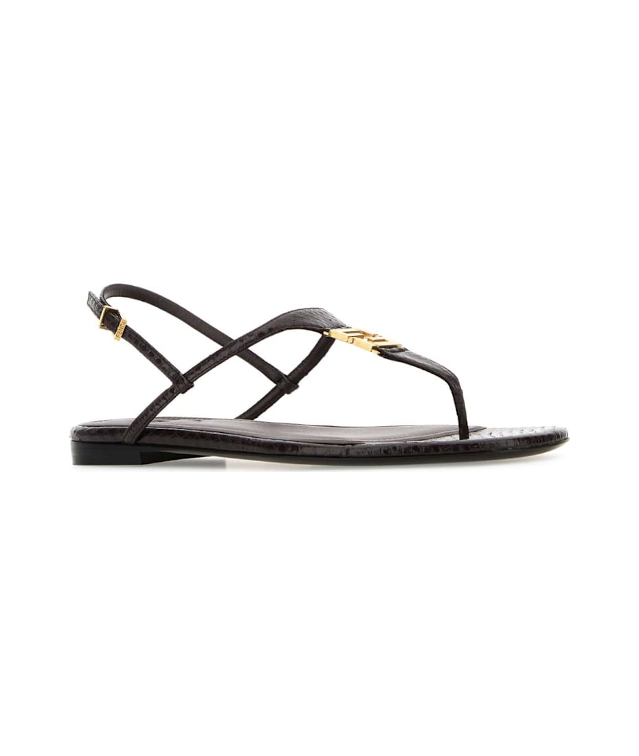サンダル・ミュール Fendi Chocolate Leather Fold Thong Sandals Fendi Chocolate Leather Fold Thong Sandals | italist, ALWAYS