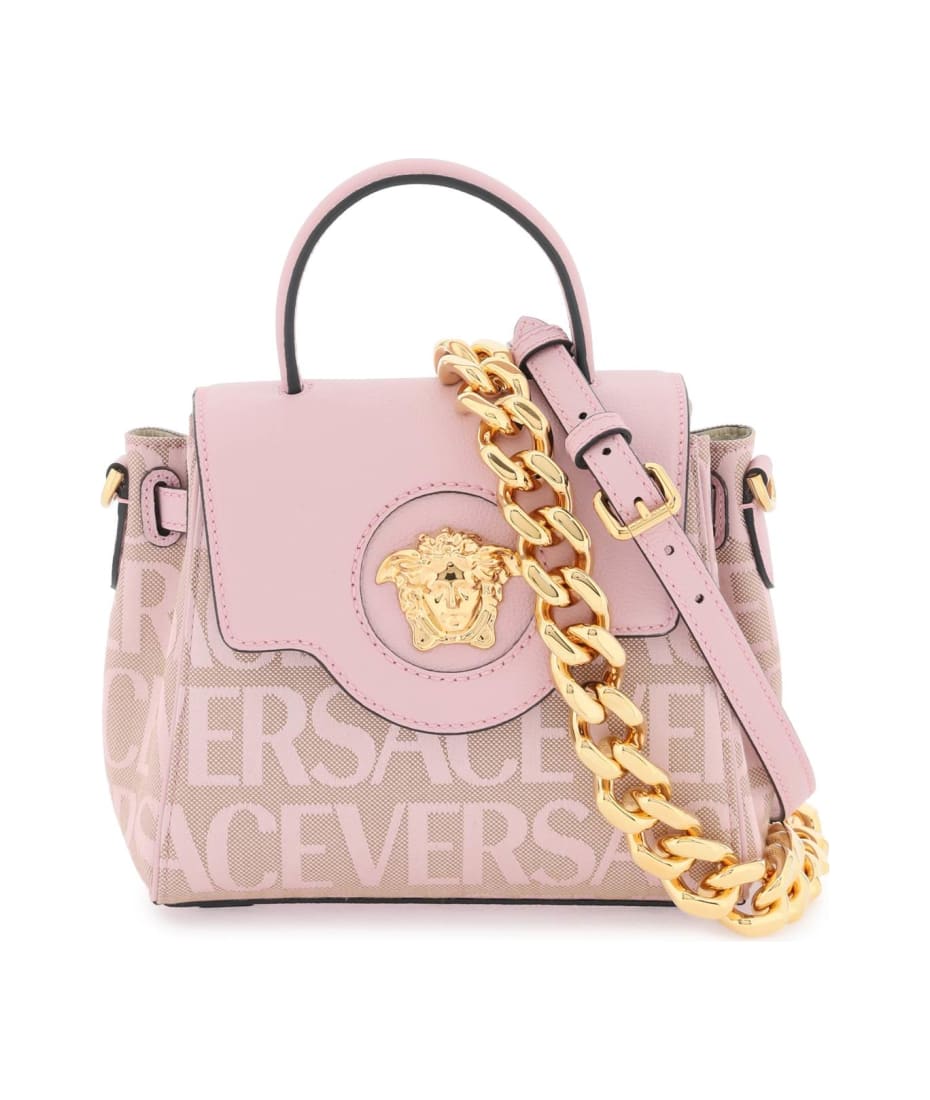 Versace La Medusa Embellished Mini Tote Bag in Pink