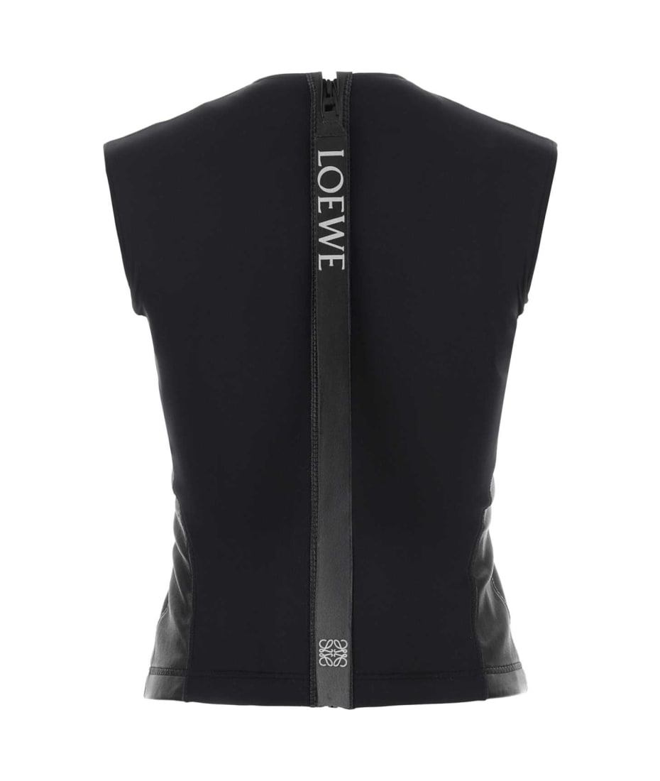 Loewe Black Leather And Fabric Top | italist