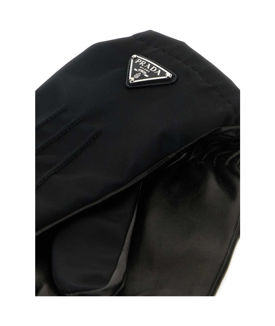 手袋 PRADA BLACK NYLON AND NAPPA LEATHER GLOVES Prada Black Nylon And Nappa Leather Gloves | italist, ALWAYS