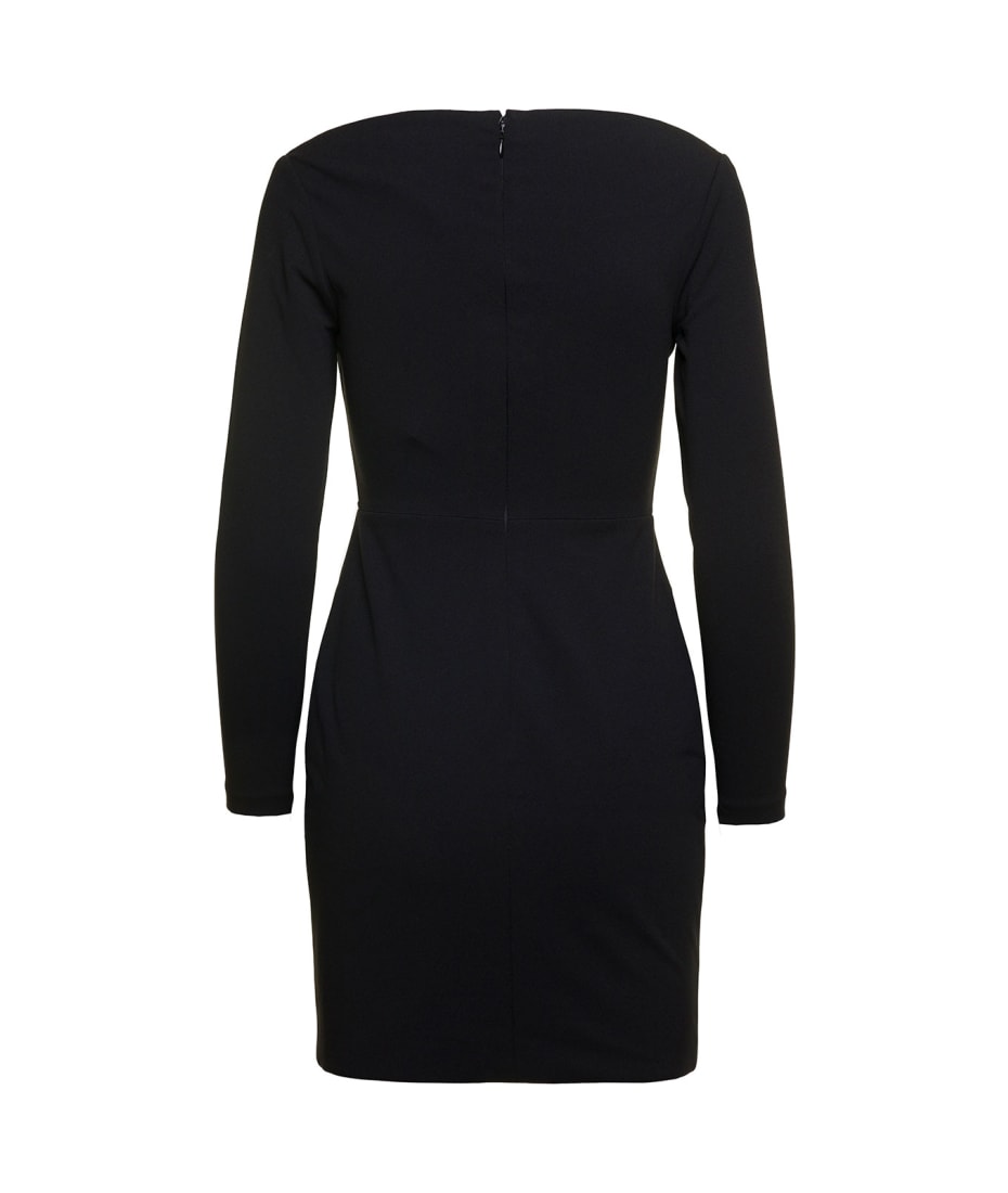 Solace London Black ' Uma' Mini Dress With Long Sleeves And U-neck In Polyester Woman | italist, ALWAYS LIKE A SALE Solace London Black ' Uma' Mini Dress With Long Sleeves And U-neck In Polyester Woman | italist, ALWAYS LIKE A SALE