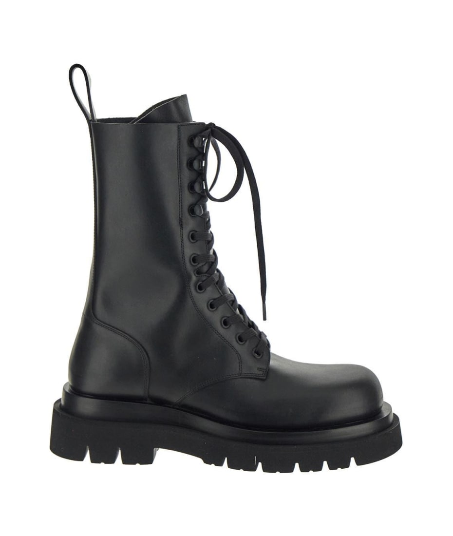 Bottega Venetta ラグブーツ lug boots 41 Bottega Veneta Black Leather Lug Boots - Ākaibu Store