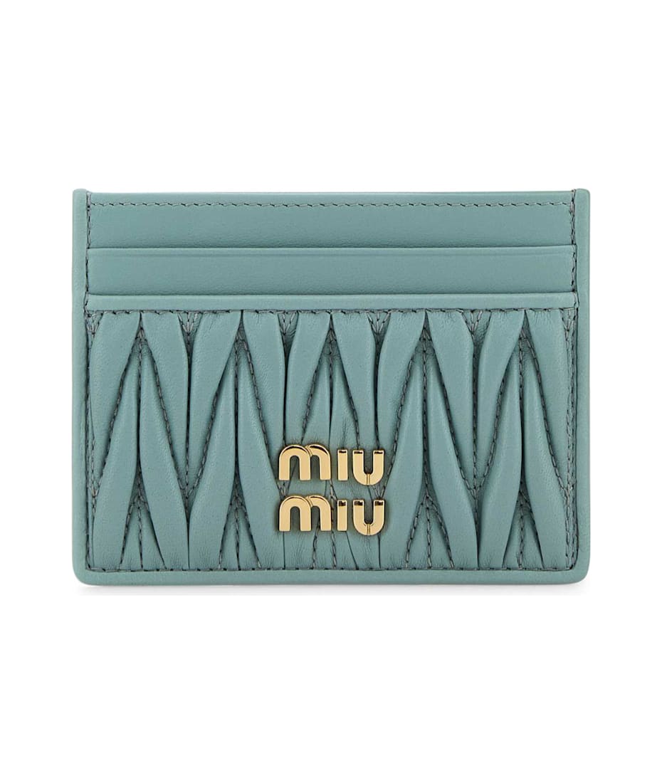 カードケース・名刺入れ MIU MIU LIGHT BLUE LEATHER CARD HOLDER Miu Miu Light Blue Leather Card Holder | italist