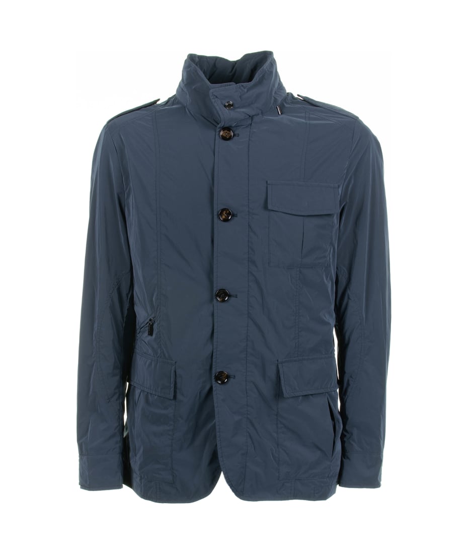 Moorer Spring Jacket With Pockets And Buttons - DENIM