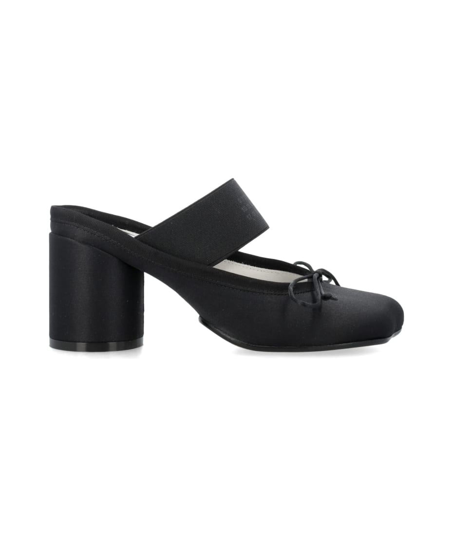 MM6 Maison Margiela Logo Elastic Ballet Mules | italist