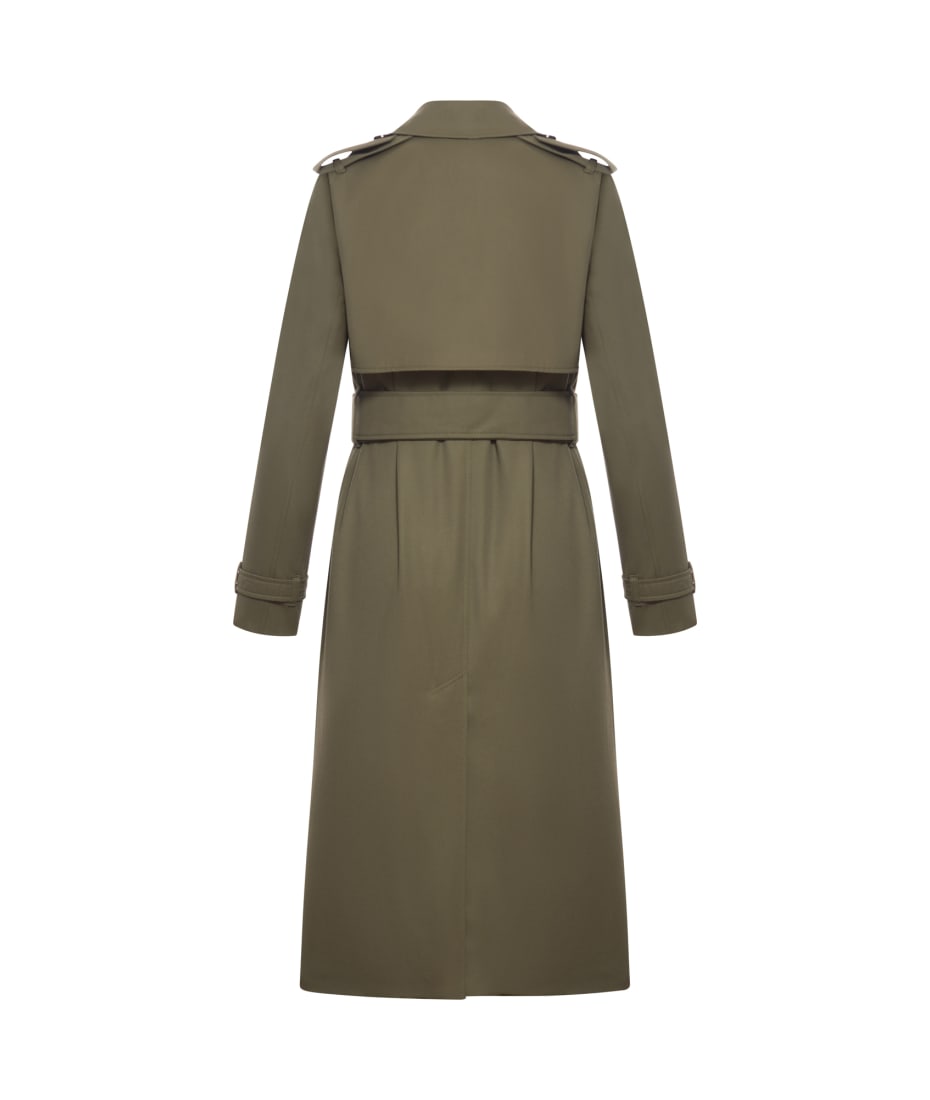 Burberry Green Cotton Blend Trench Coat italist