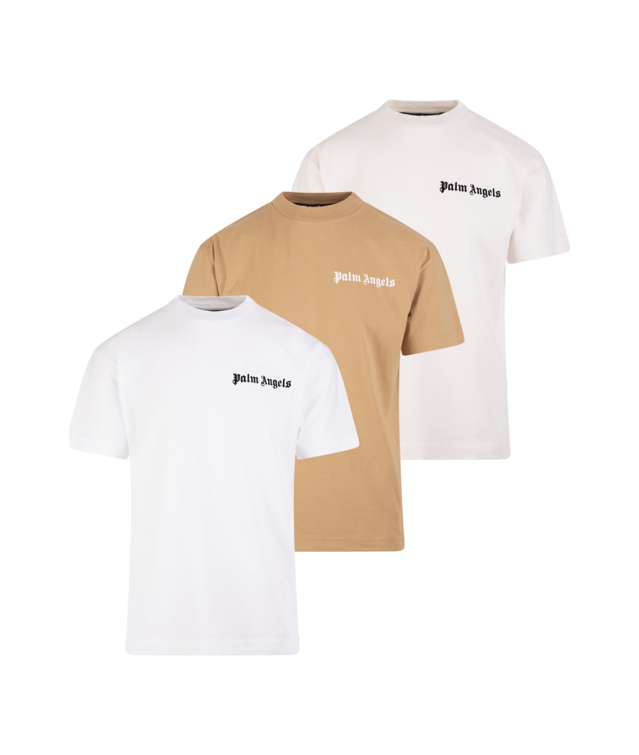 Palm Angels Set 3 Basic Men's T-shirts With Contrast Logo
