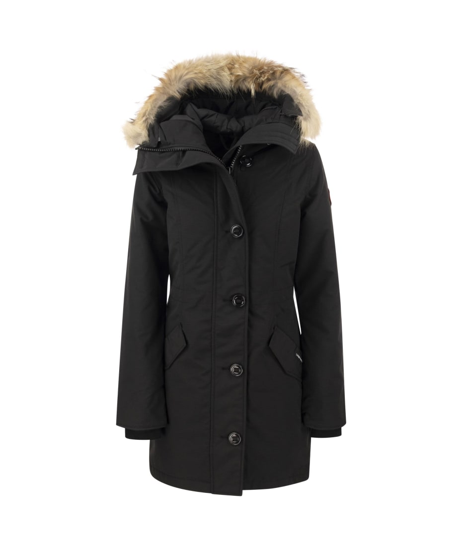 Canada Goose Synthetic Rossclair Hooded Parka Coat in Black Womens Clothing Coats Parka coats 