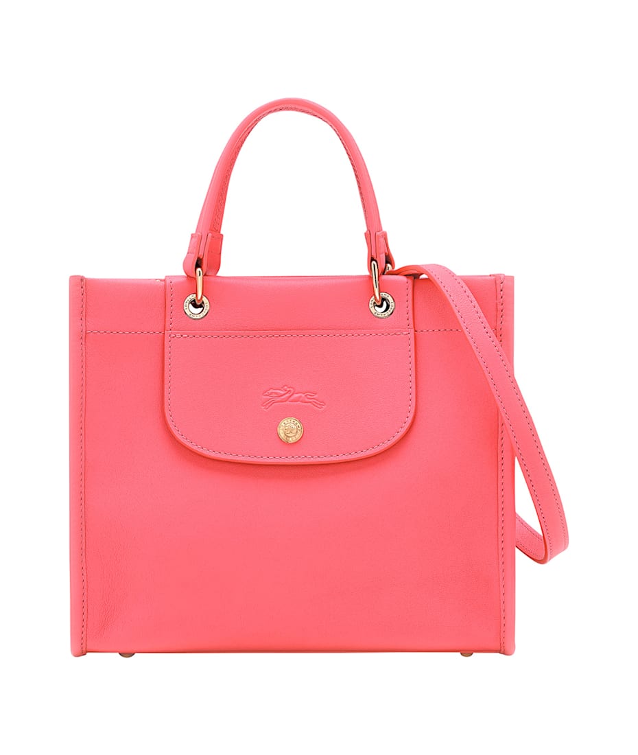 Longchamp 'small Cabas' Pink Handbag With Embossed Logo On