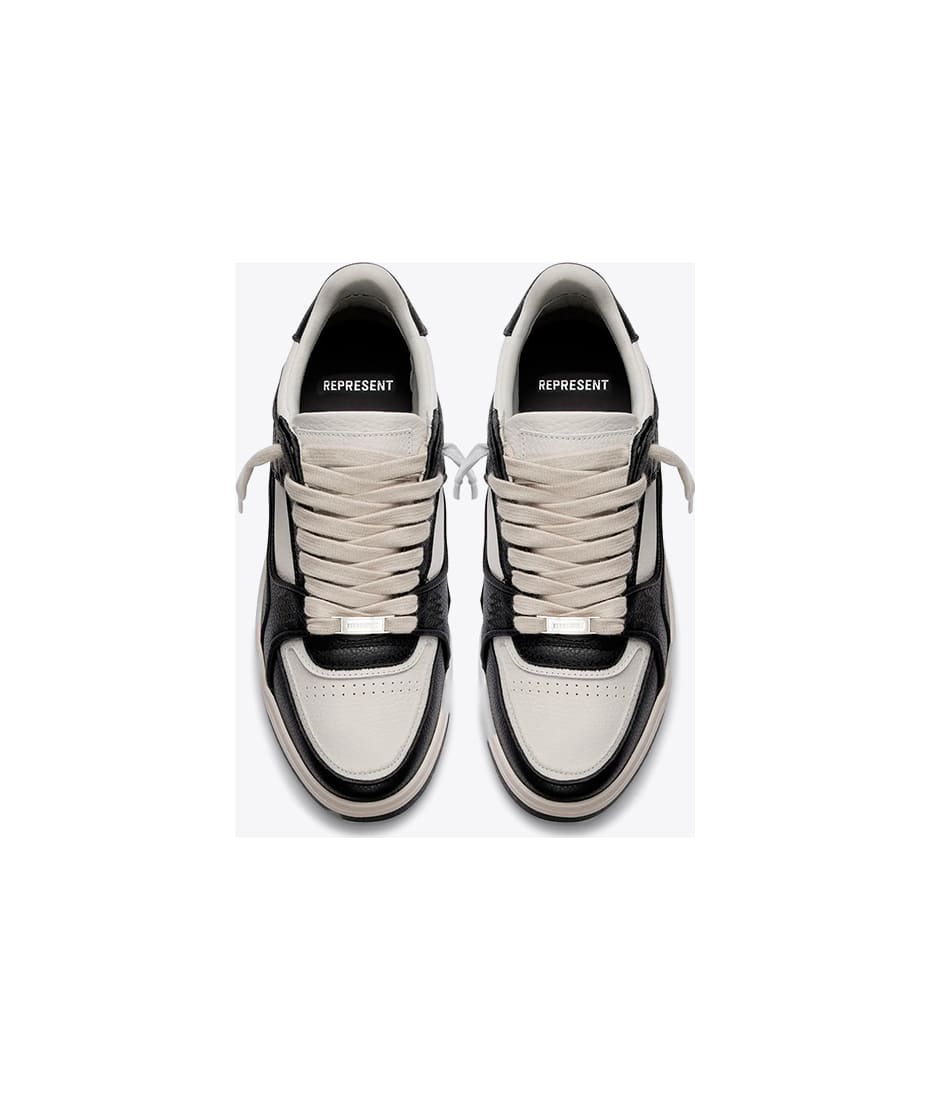 【関税込み】Represent ブラック&オフホワイト Apex スニーカー REPRESENT Apex Off White And Black Leather Low Top Sneaker