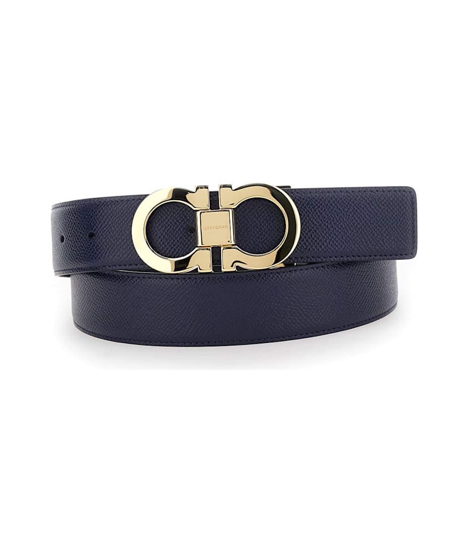 アクセサリーその他 FERRAGAMO BLACK LEATHER GANCINI REVERSIBLE BELT Ferragamo Black Reversible Belt With Gancini Buckle In