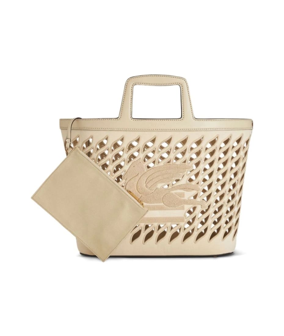 エトロ☆LARGE CANVAS COFFA TOTE トートバッグ Etro Large Coffa Bag In White Canvas | italist