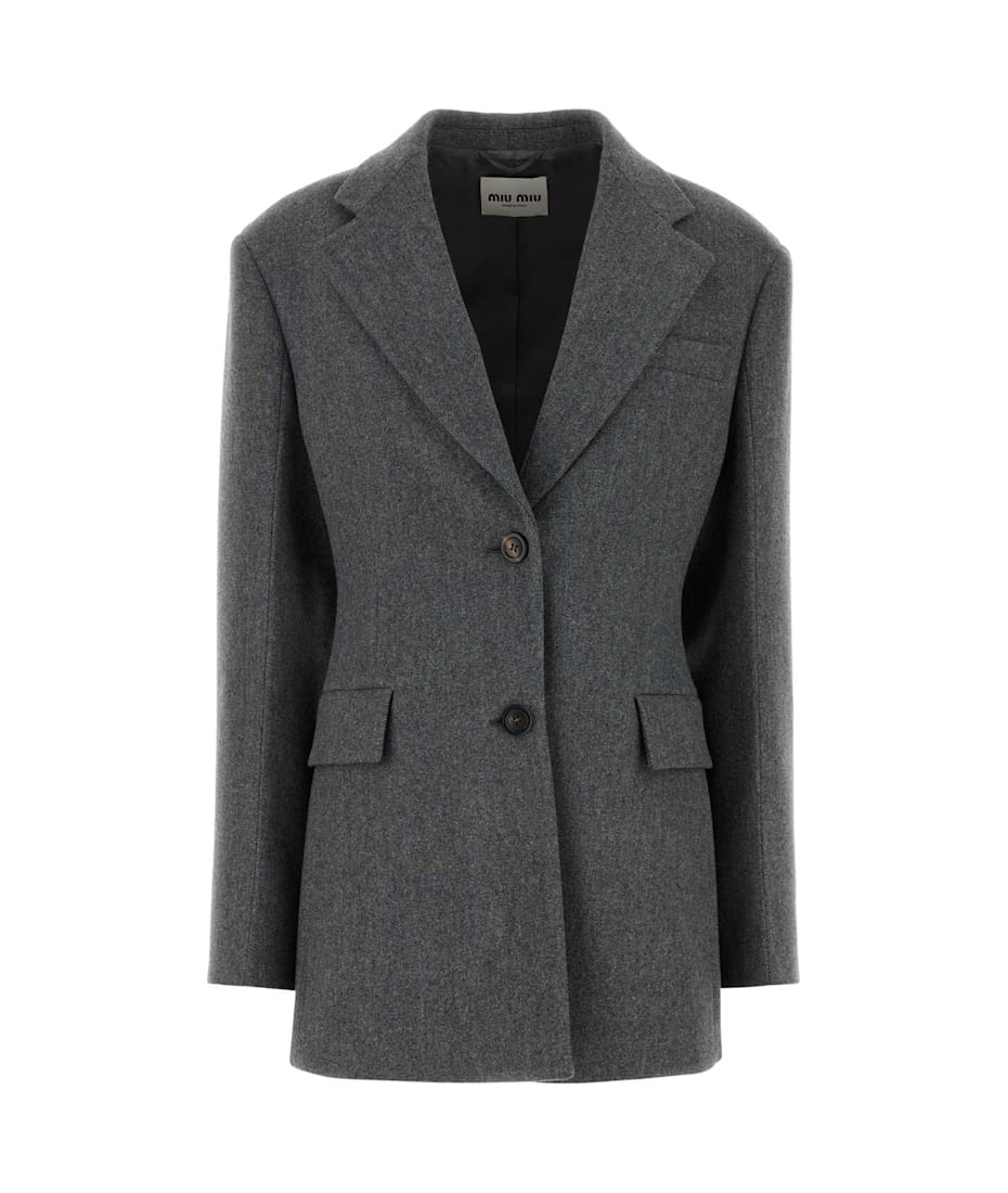【送料&関税込】Miu Miu Dark Grey Wool Blazer Miu Miu Dark Grey Wool Blazer | italist