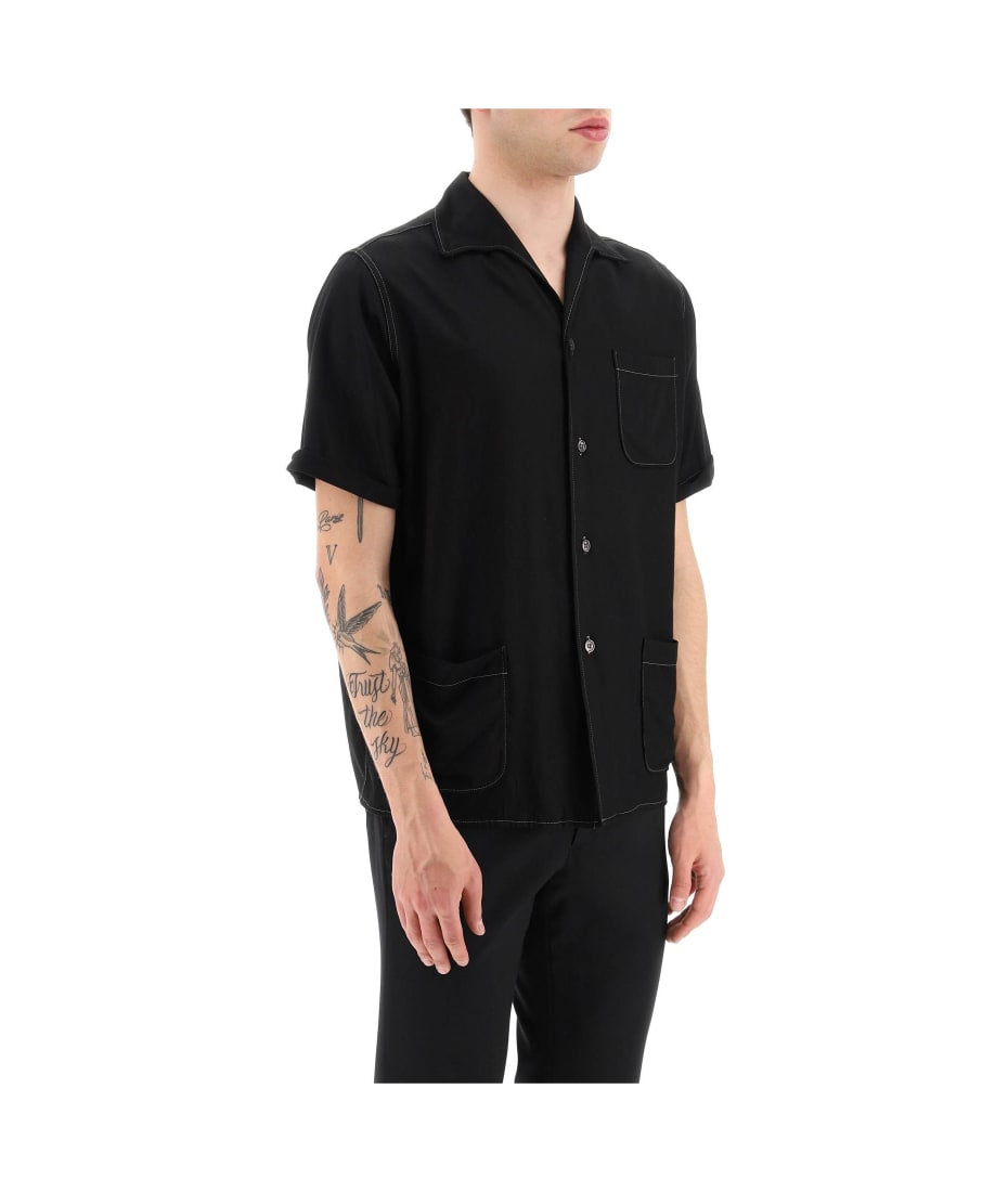 シャツ MAISON MARGIELA short-sleeve shirt in viscose Maison Margiela C short-sleeve Shirt | Black | FARFETCH JO