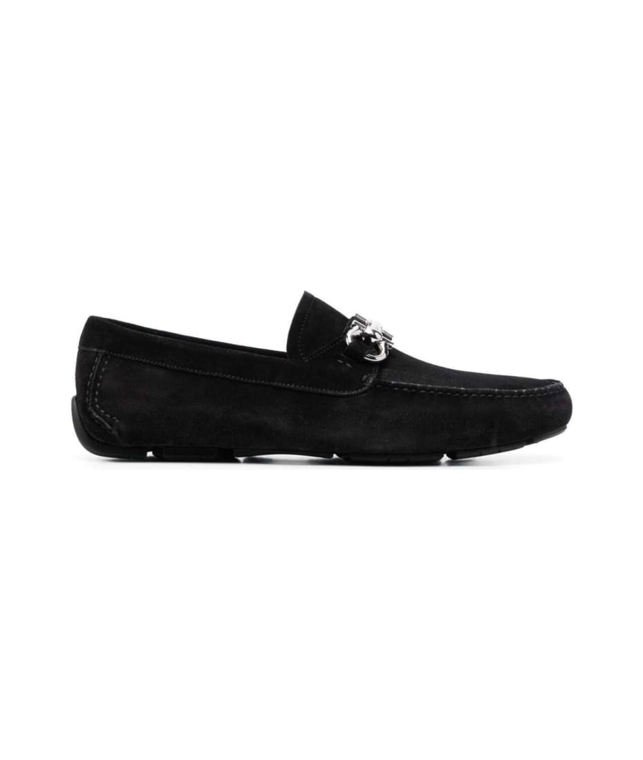 Ferragamo Black Suede Parigi Loafers In Calf Leather Man | italist