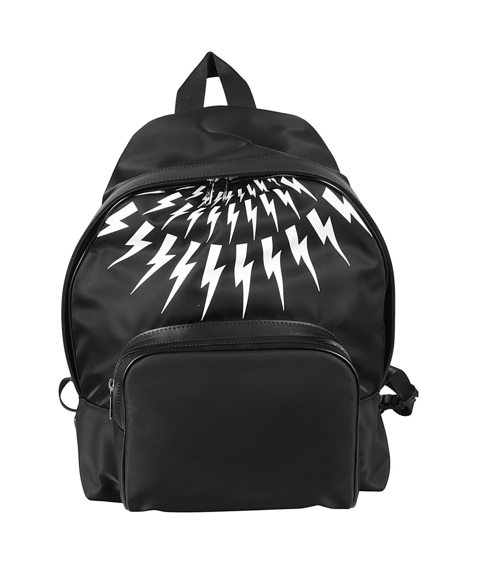 Neil Barrett Fair Isle Thunderbolt Nylon Twill Leather City