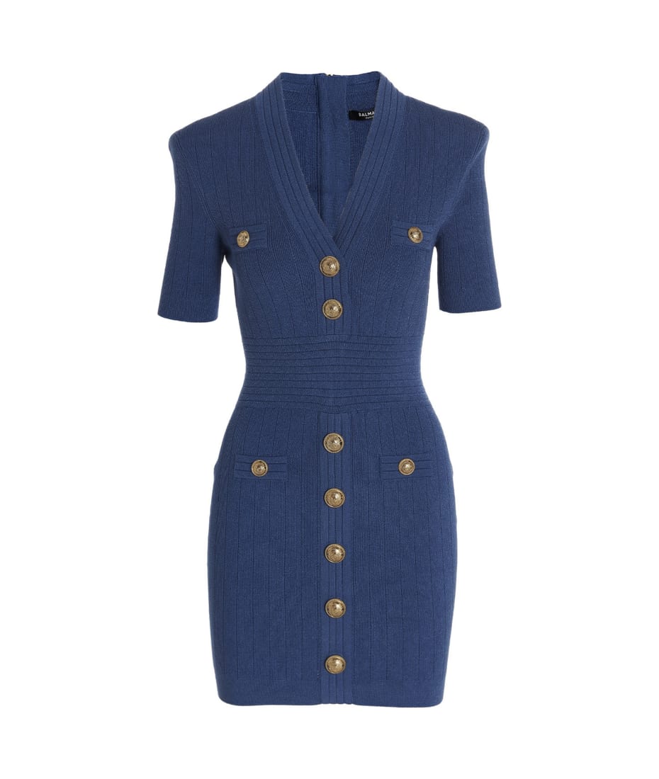 Balmain Gold Button Knit Dress | italist