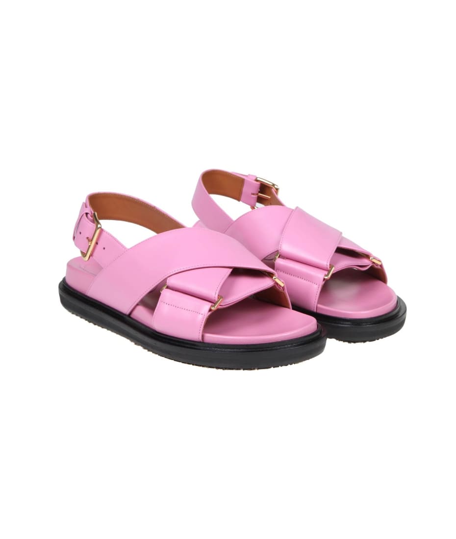 Marni Fussbett Sandal In Pink Color Leather | italist
