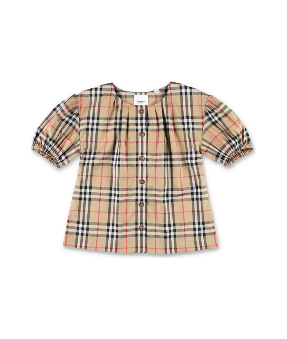 Burberry Check Stretch Cotton Twill Blouse italist ALWAYS LIKE A SALE