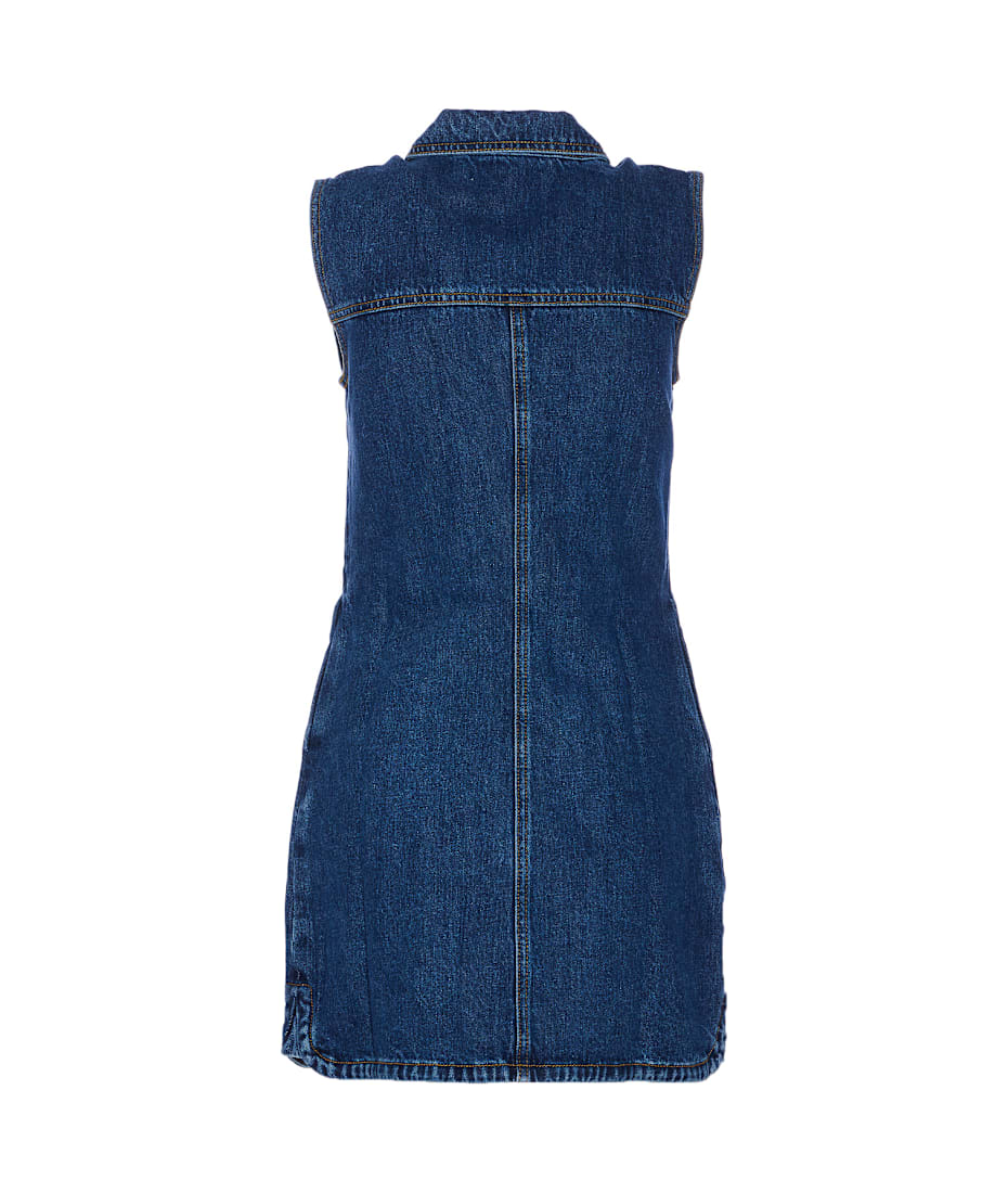 white christmas dresses Denim Crystal Trim Collared Mini Dress – self-portrait-US main image 0