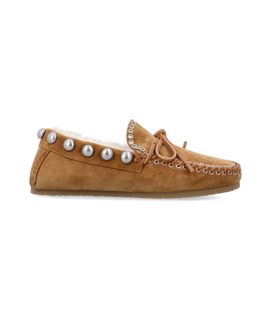 ローファー・オックスフォード ISABEL MARANT Camel Suede Felsa Lace-Up Shoes Felsa leather moccasins in beige - Isabel Marant | Mytheresa
