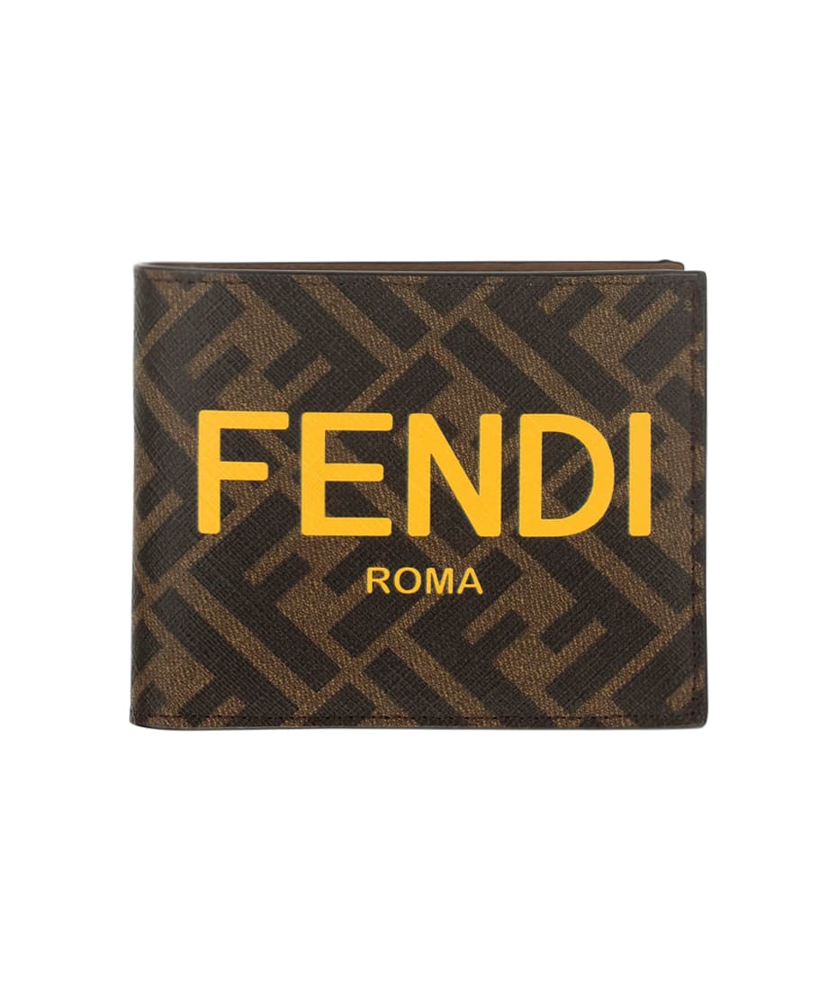 Fendi FF Diagonal coated cotton and leather credit card holder