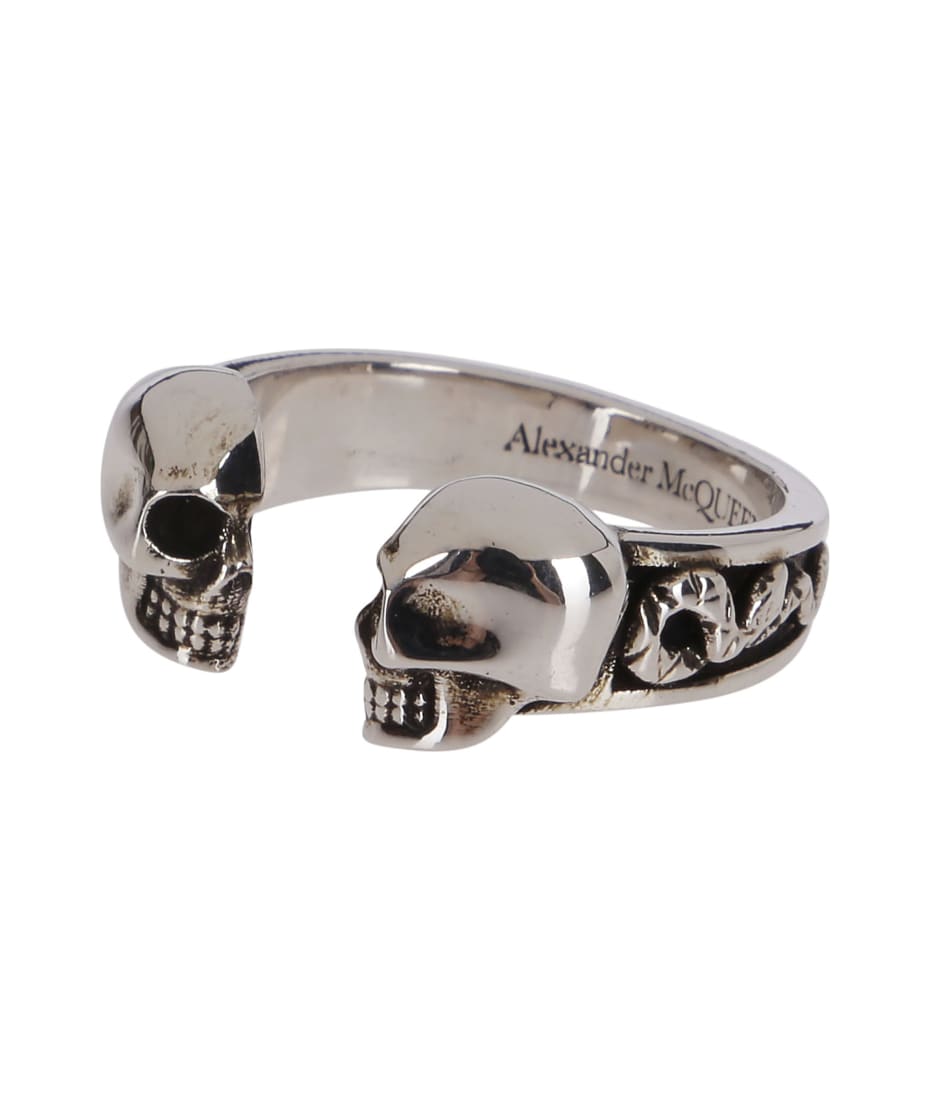 ALEXANDER MCQUEEN Skull Engraved Silver-Tone Ring for Men