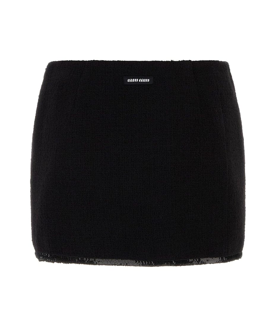 【送料&関税込】Miu Miu Logo-patch Sequin-trim Mini Skirt Miu Miu Logo-patch Sequin-trim Mini Skirt | italist, ALWAYS