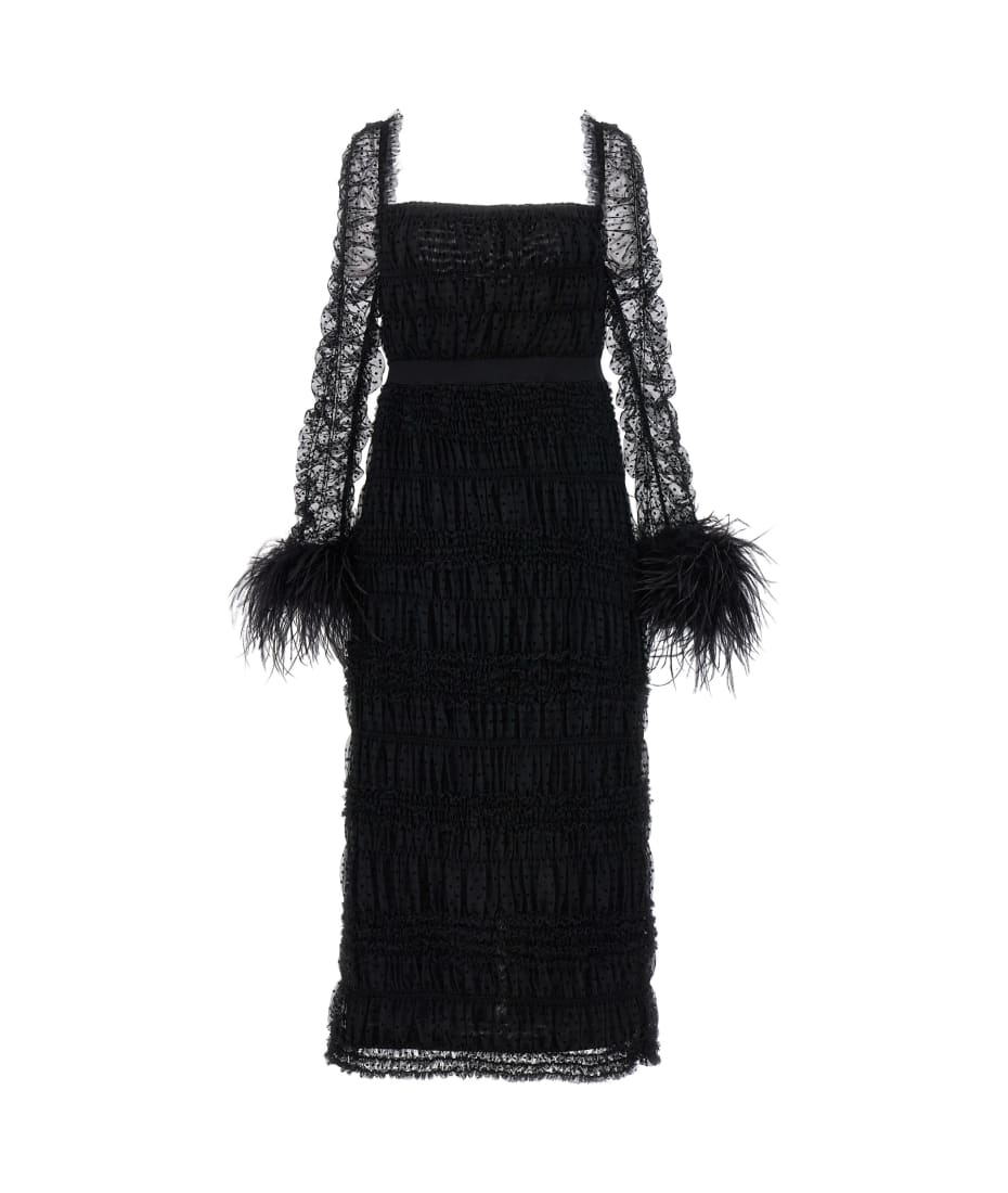 self-portrait 'black Dot Mesh Feather Midi' Dress | italist, ALWAYS LIKE A  SALE