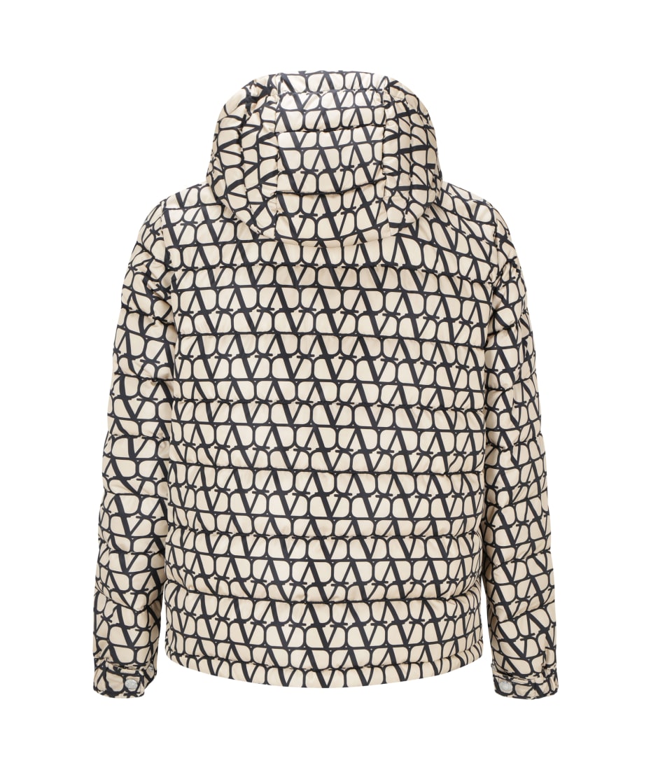 Valentino Down jacket with beige and black Toile Iconographe print